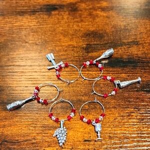 Wine Themed Wine Charms Red & Light Pink